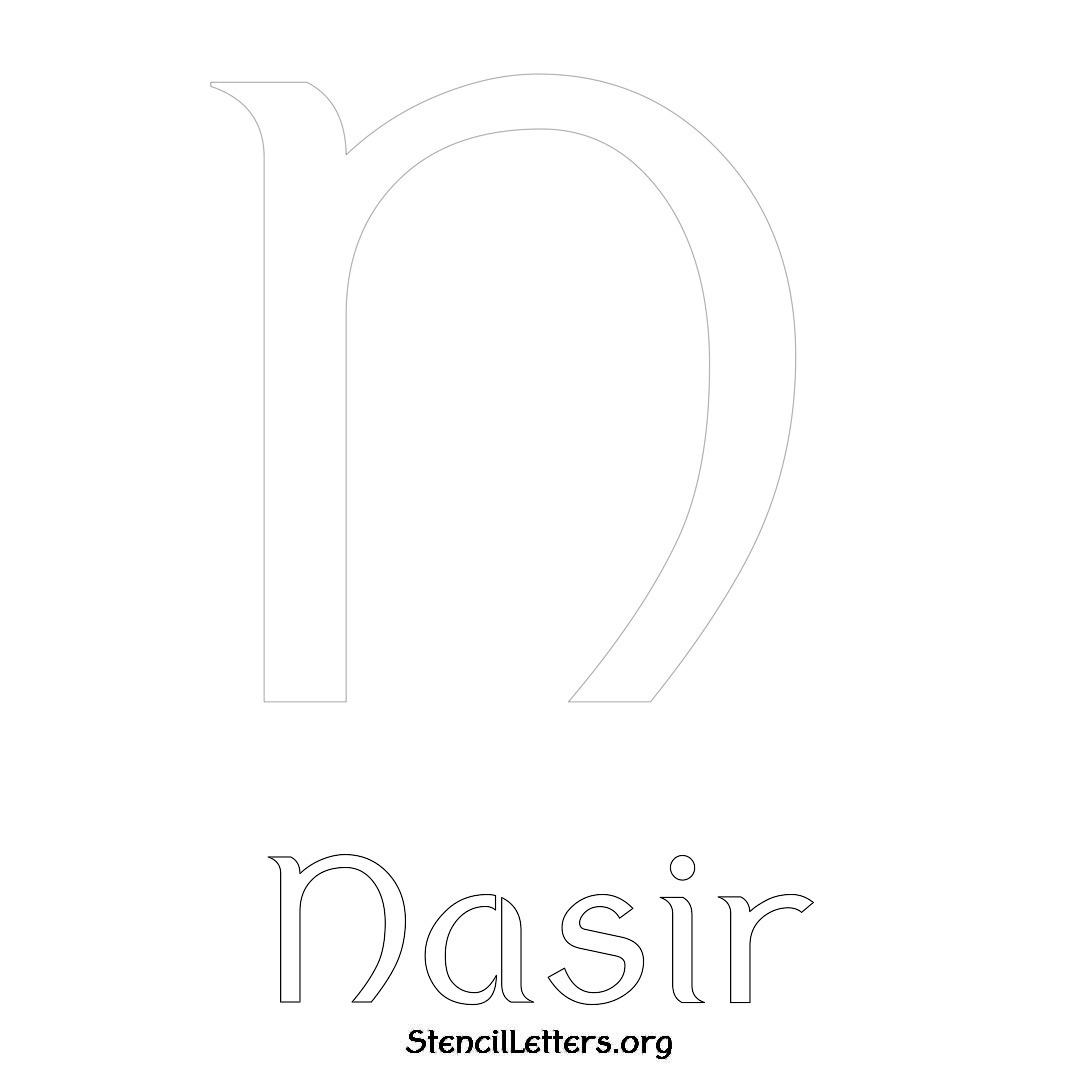 Nasir printable name initial stencil in Ancient Lettering