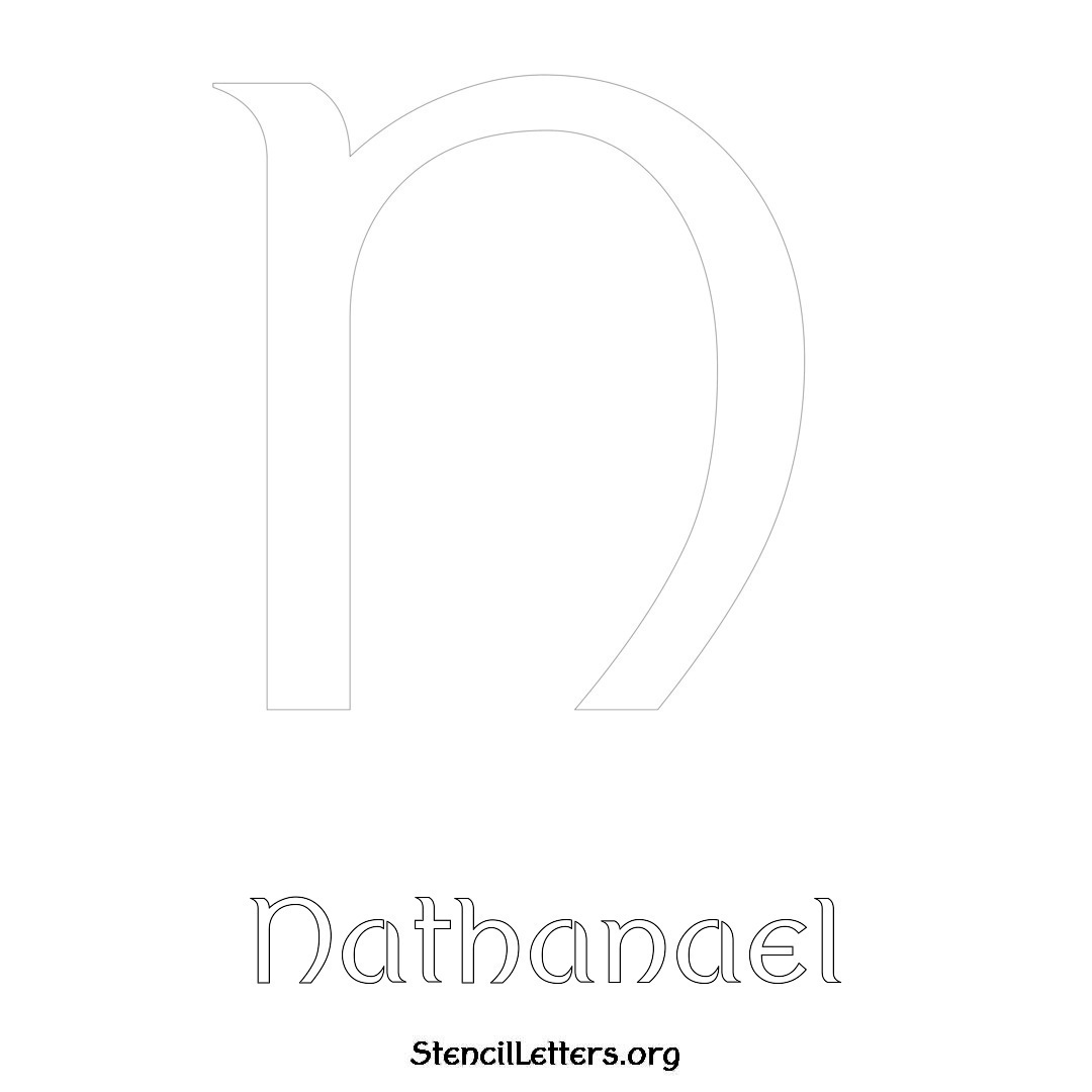 Nathanael printable name initial stencil in Ancient Lettering