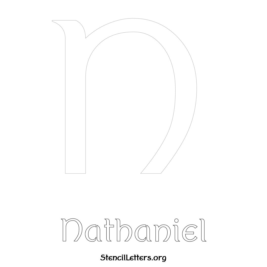 Nathaniel printable name initial stencil in Ancient Lettering