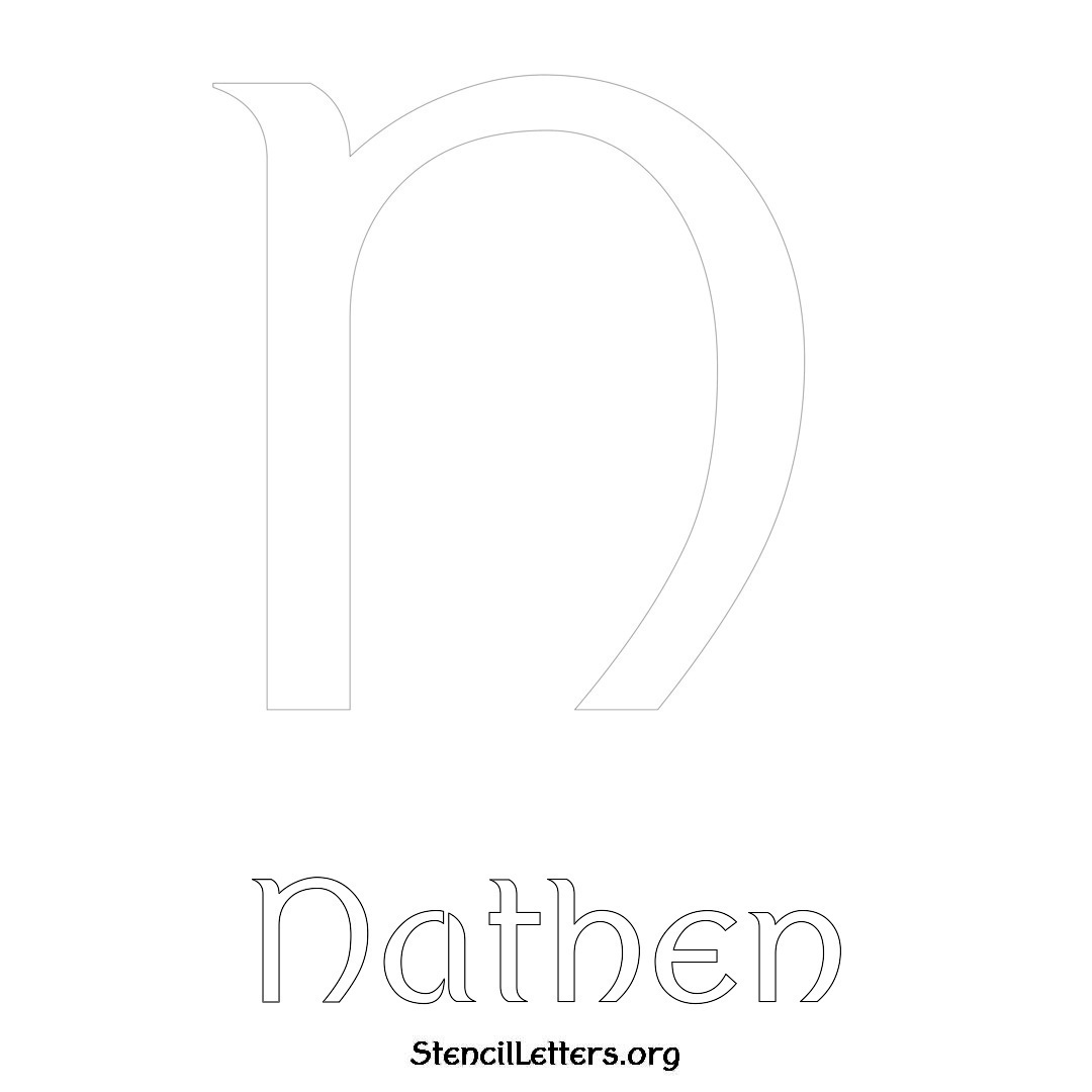 Nathen printable name initial stencil in Ancient Lettering