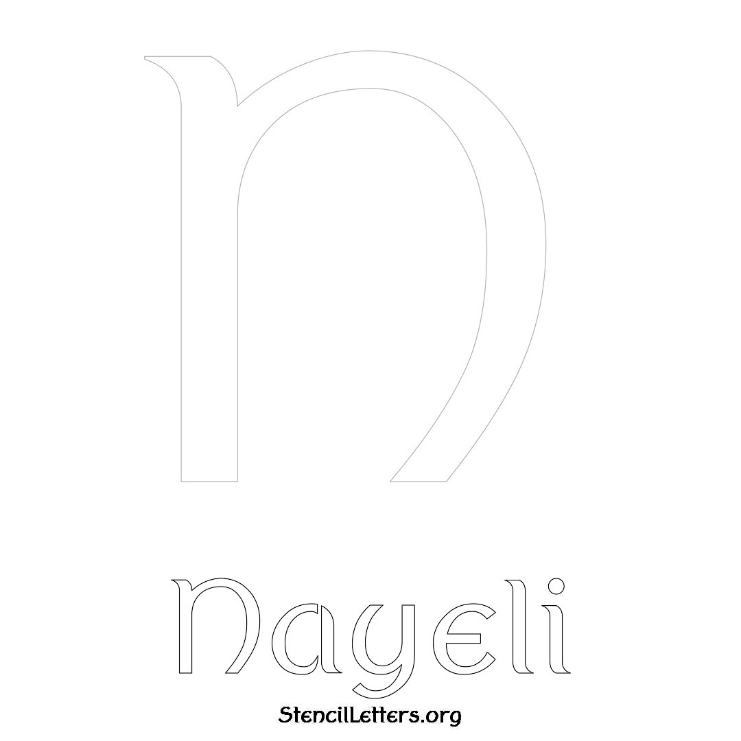 Nayeli printable name initial stencil in Ancient Lettering