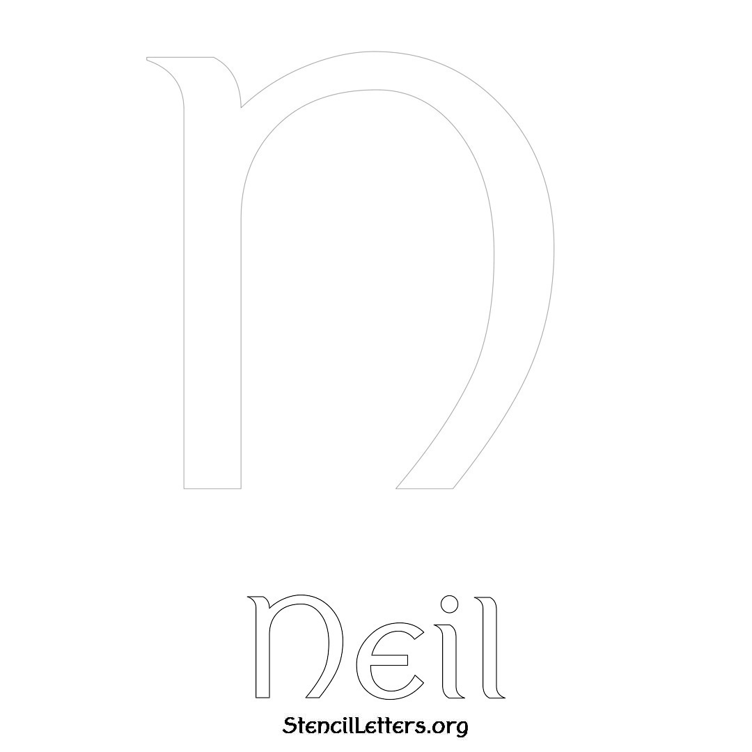 Neil printable name initial stencil in Ancient Lettering