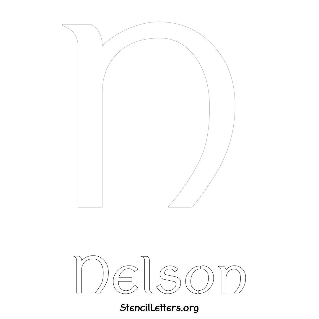 Nelson printable name initial stencil in Ancient Lettering