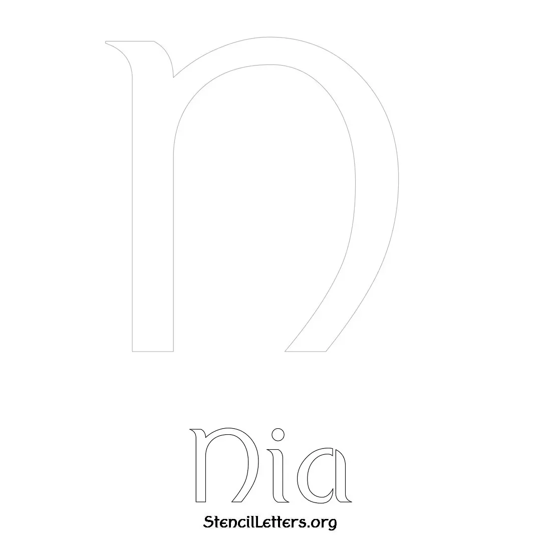 Nia Free Printable Name Stencils with 6 Unique Typography Styles and Lettering Bridges