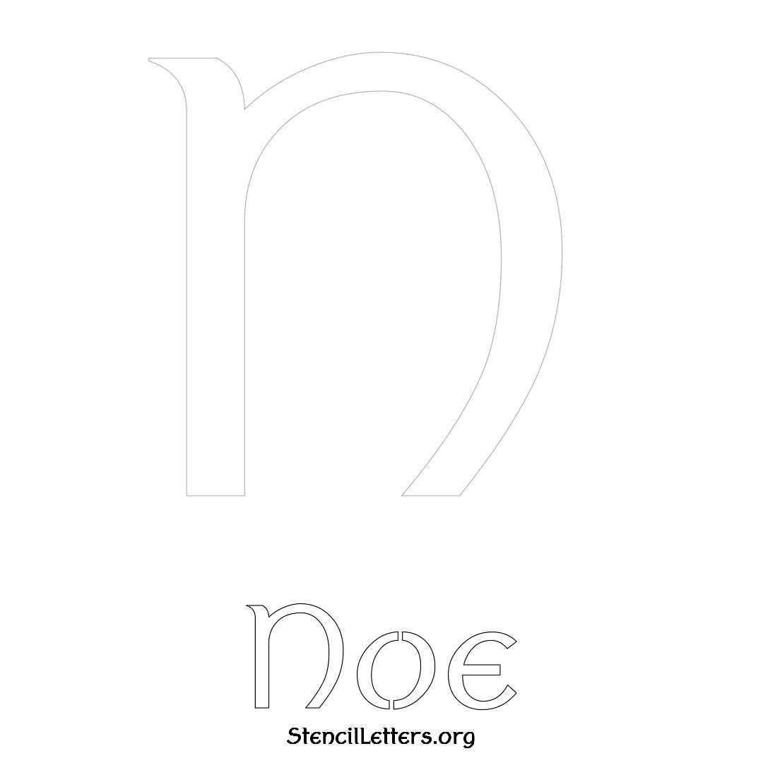 Noe printable name initial stencil in Ancient Lettering