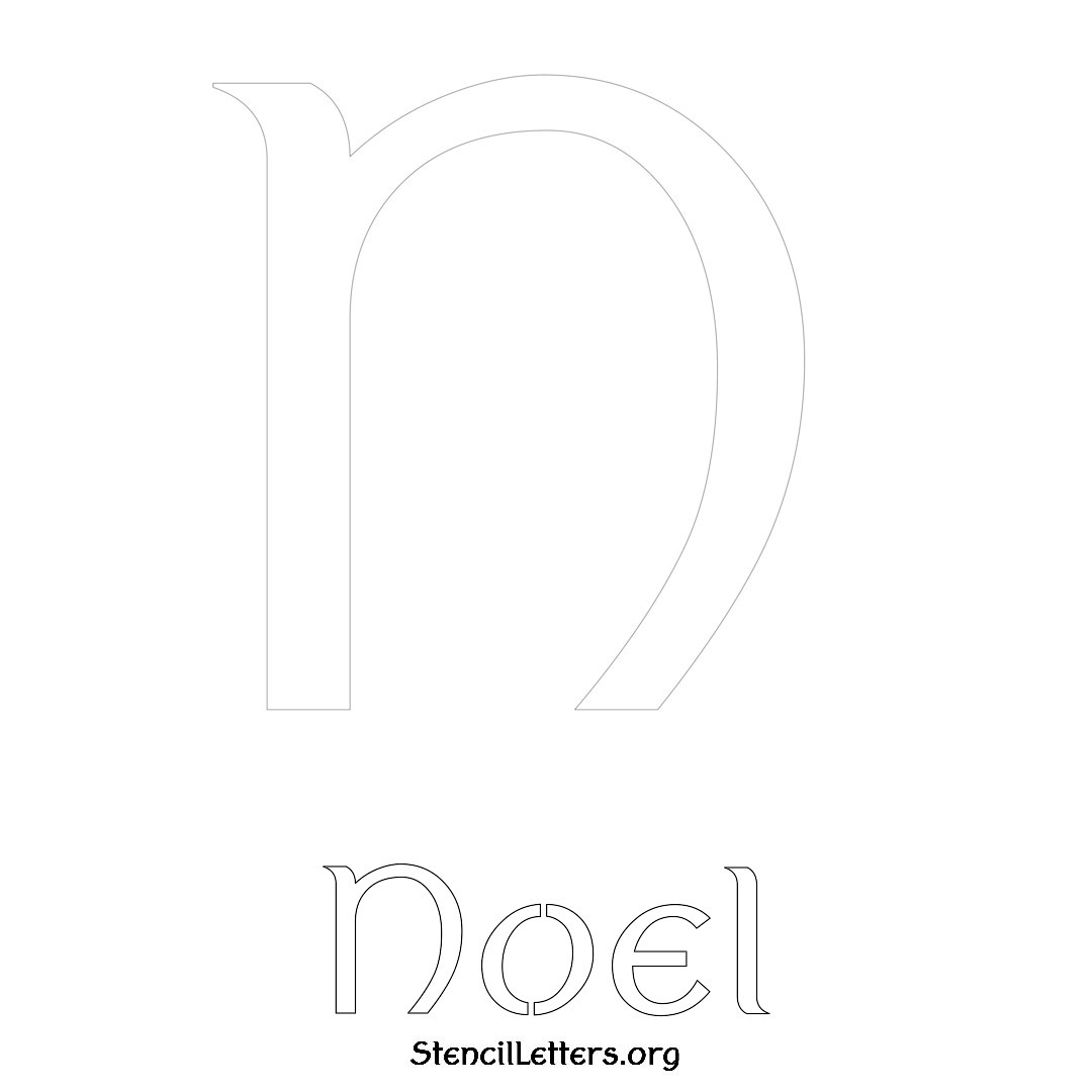 Noel printable name initial stencil in Ancient Lettering