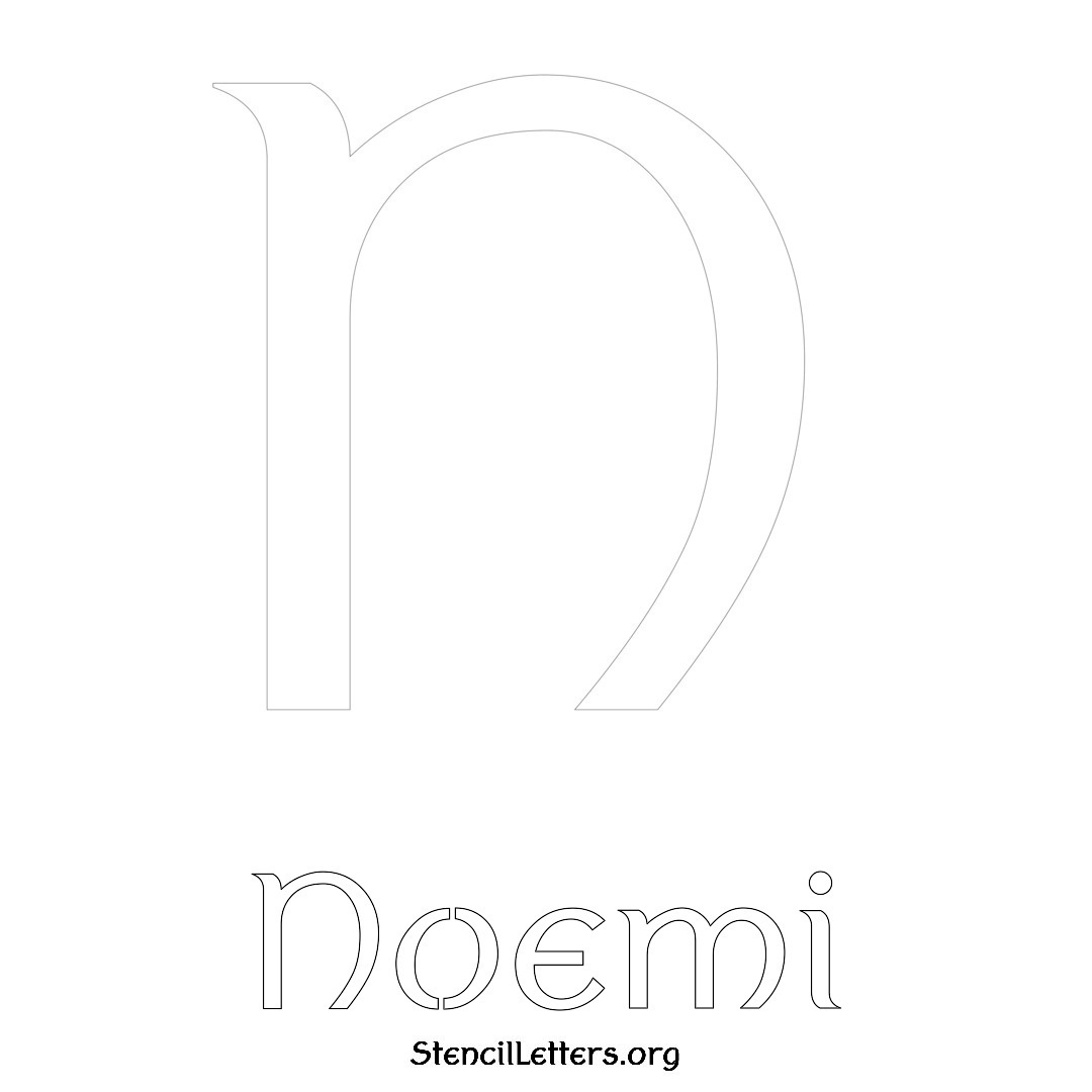 Noemi printable name initial stencil in Ancient Lettering