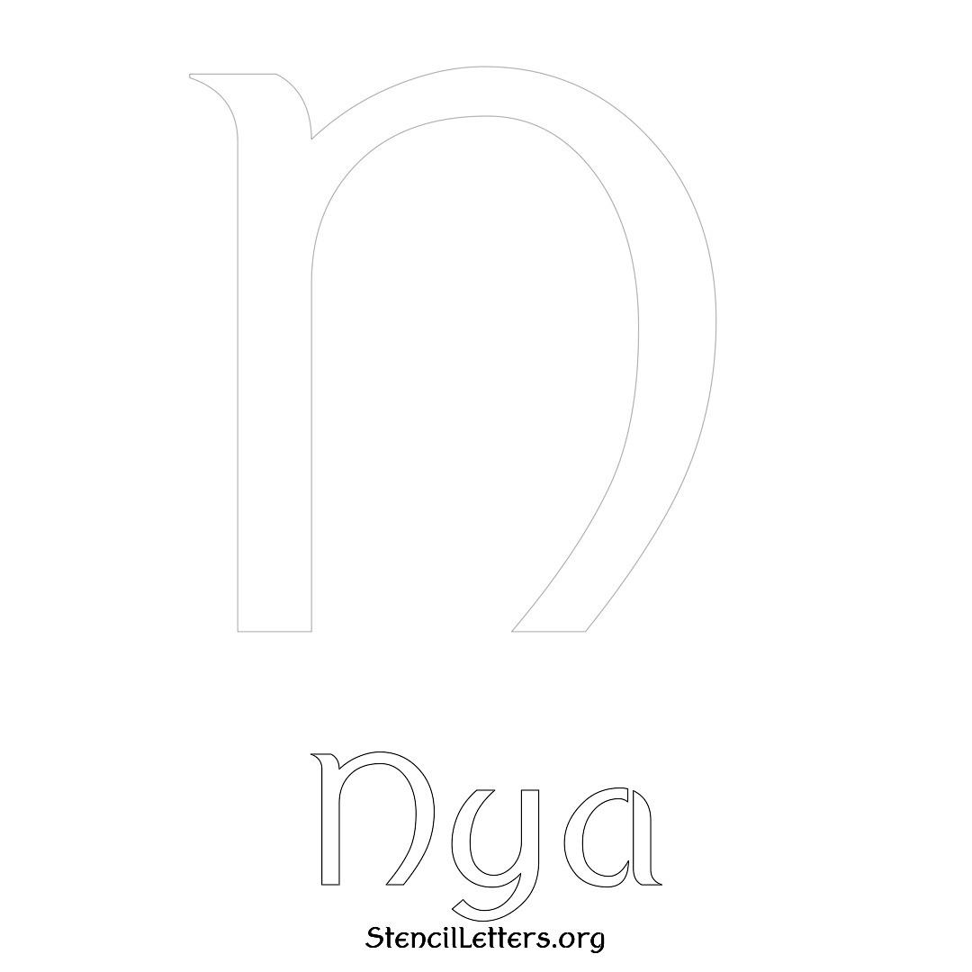 Nya printable name initial stencil in Ancient Lettering