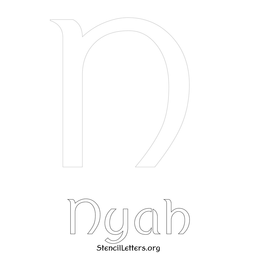 Nyah printable name initial stencil in Ancient Lettering