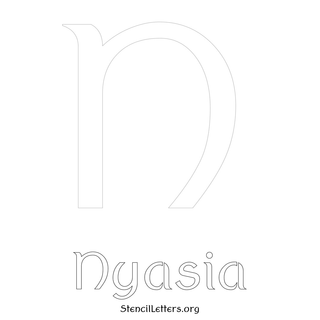 Nyasia printable name initial stencil in Ancient Lettering