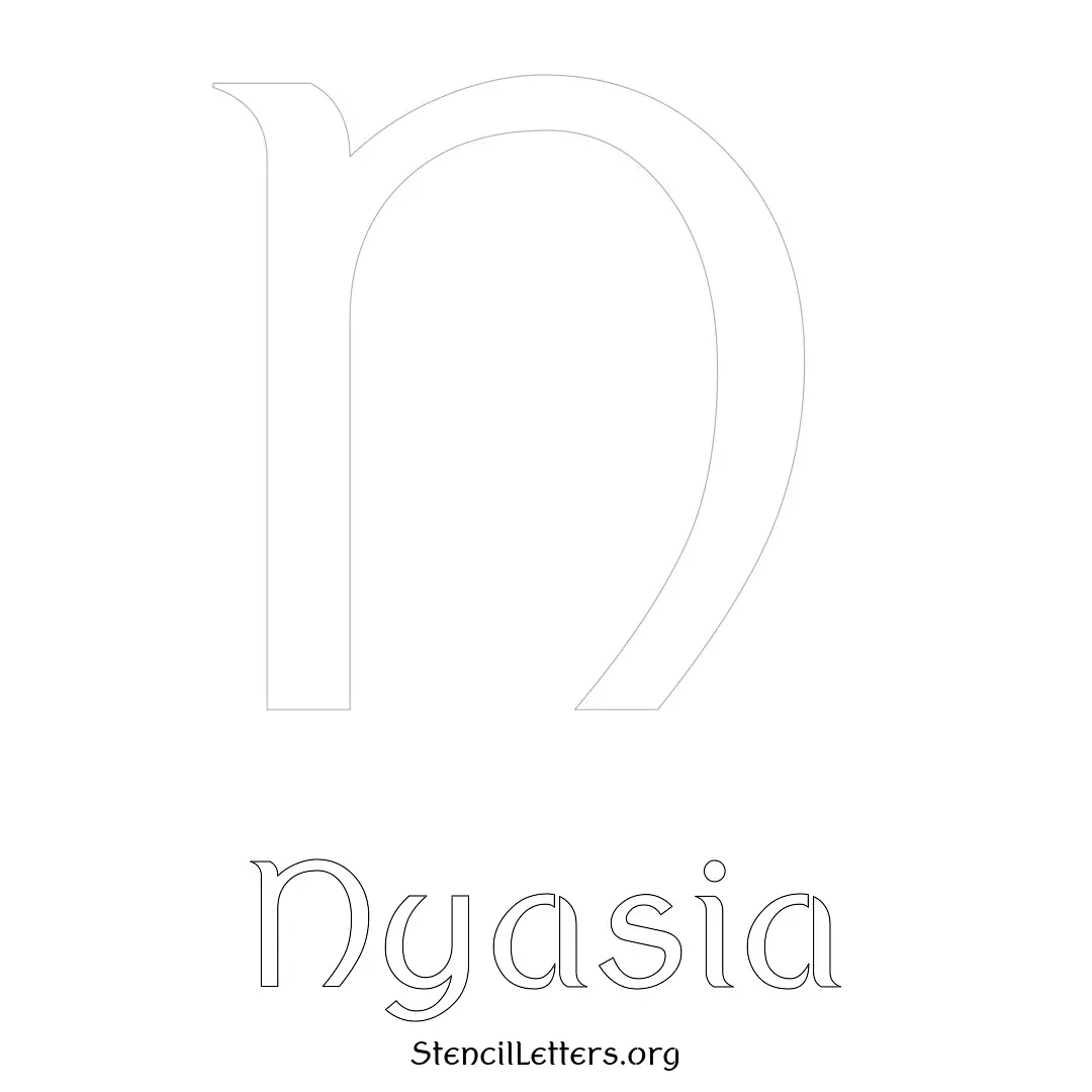 Nyasia Free Printable Name Stencils with 6 Unique Typography Styles and Lettering Bridges