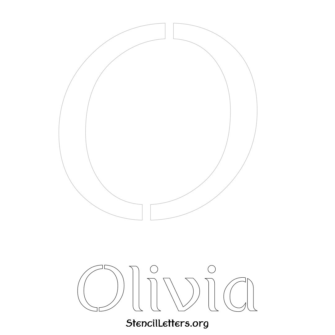 Olivia printable name initial stencil in Ancient Lettering