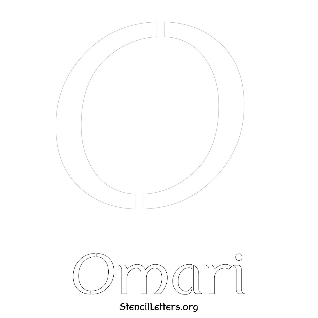 Omari printable name initial stencil in Ancient Lettering