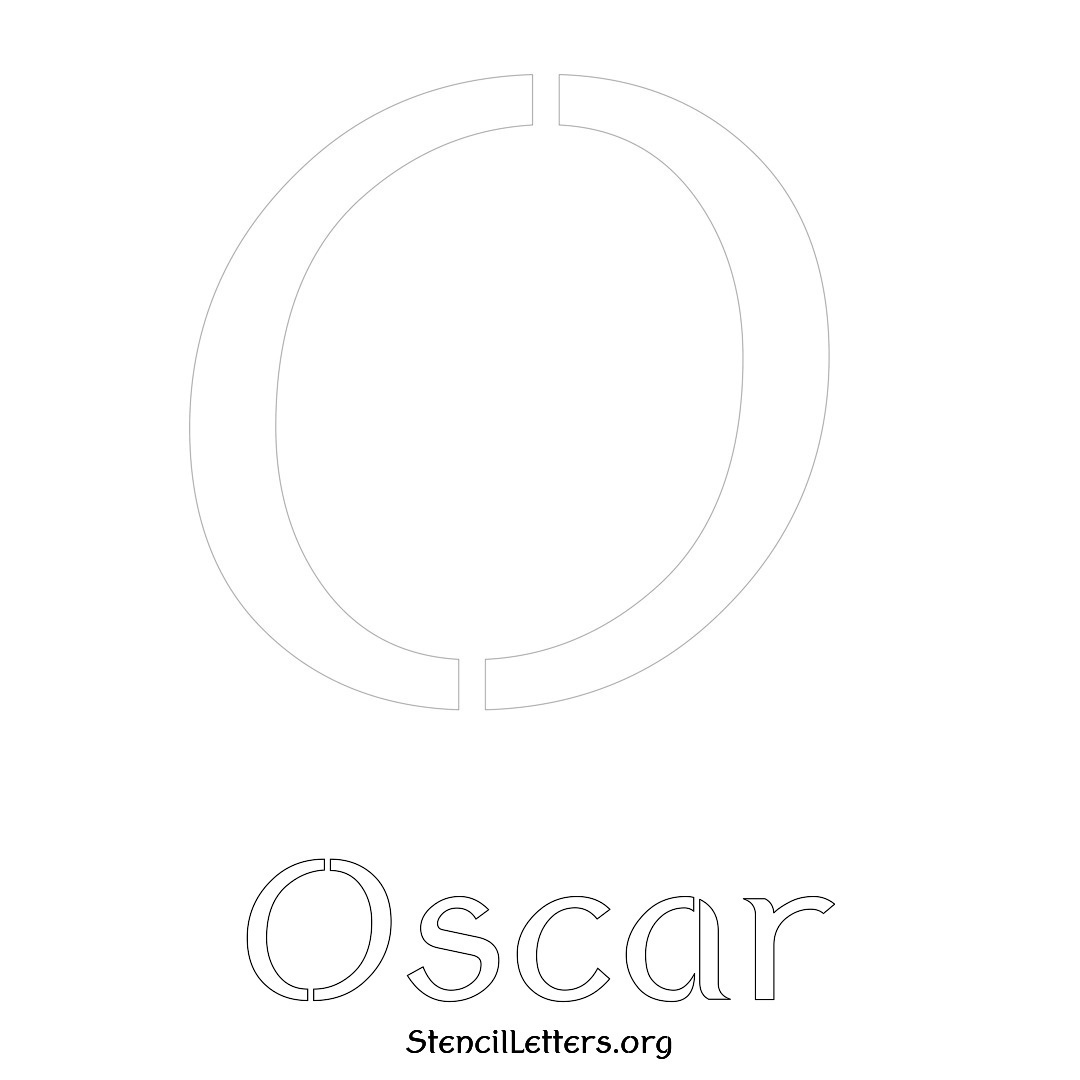 Oscar printable name initial stencil in Ancient Lettering