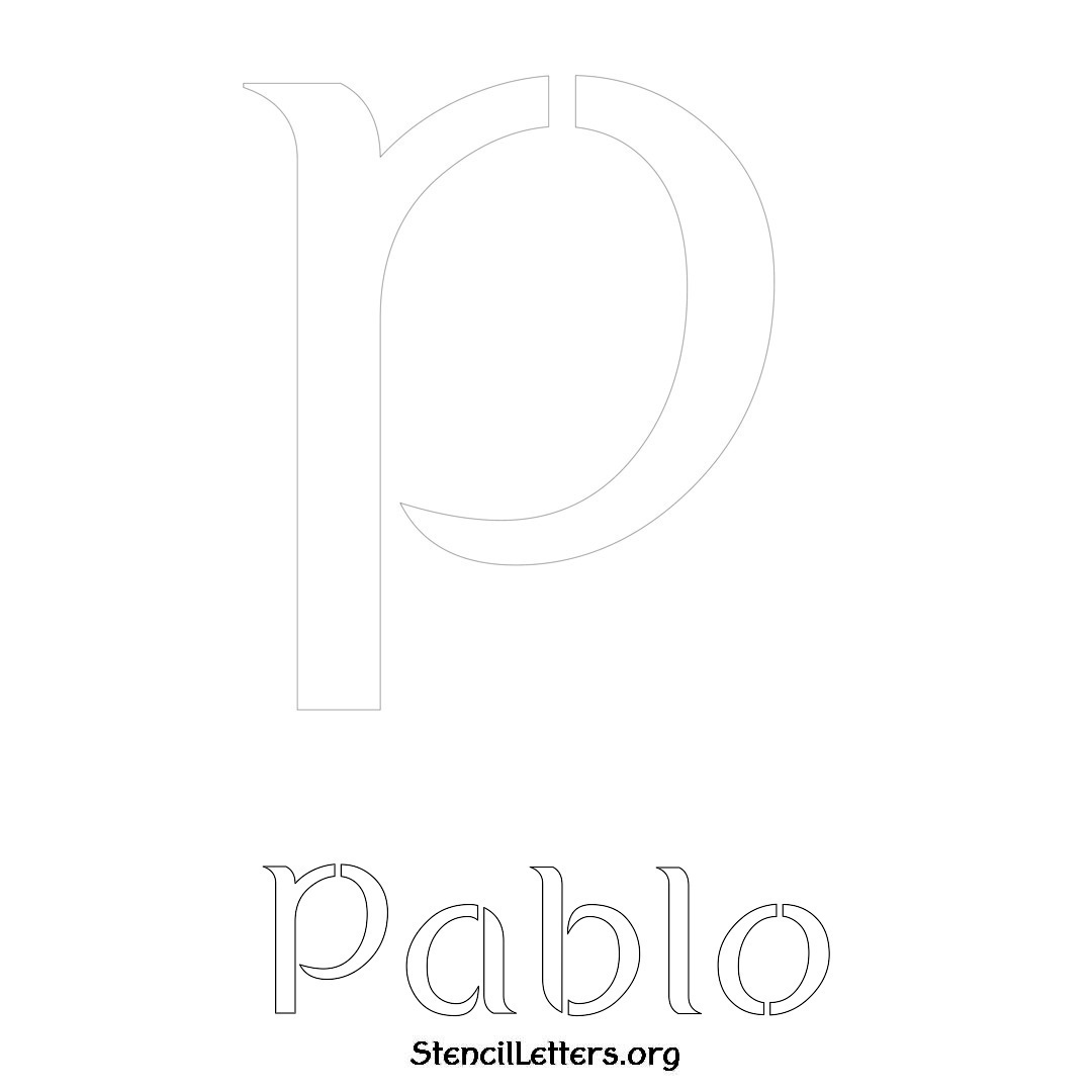 Pablo printable name initial stencil in Ancient Lettering