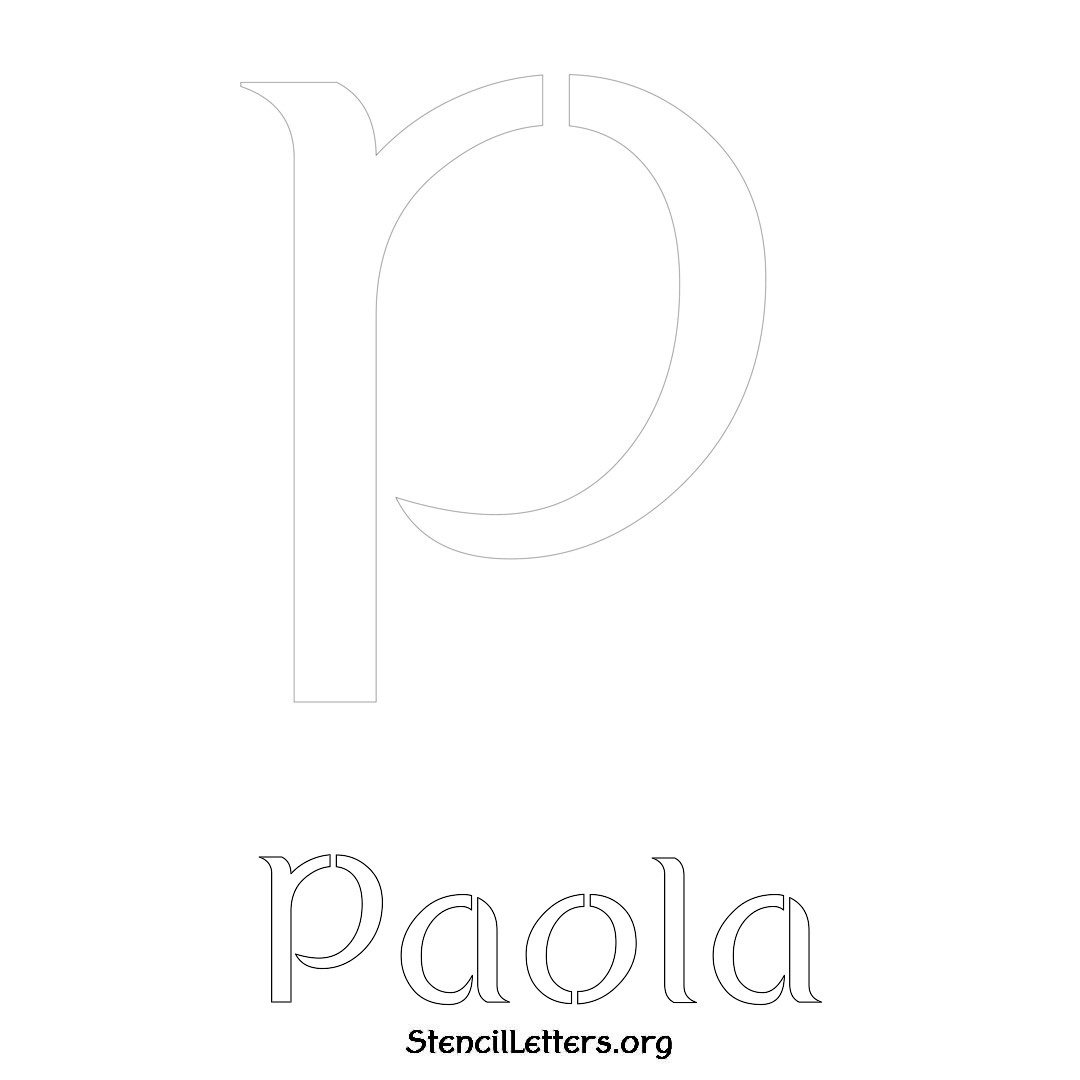 Paola printable name initial stencil in Ancient Lettering