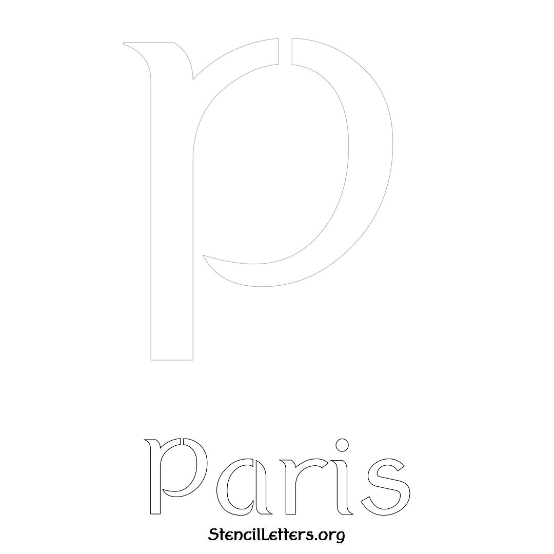 Paris printable name initial stencil in Ancient Lettering