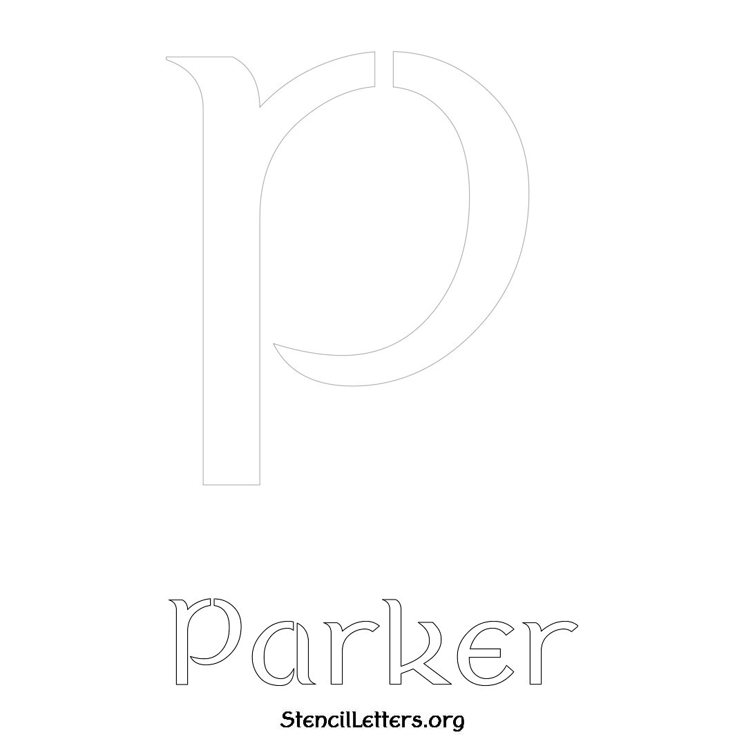 Parker printable name initial stencil in Ancient Lettering