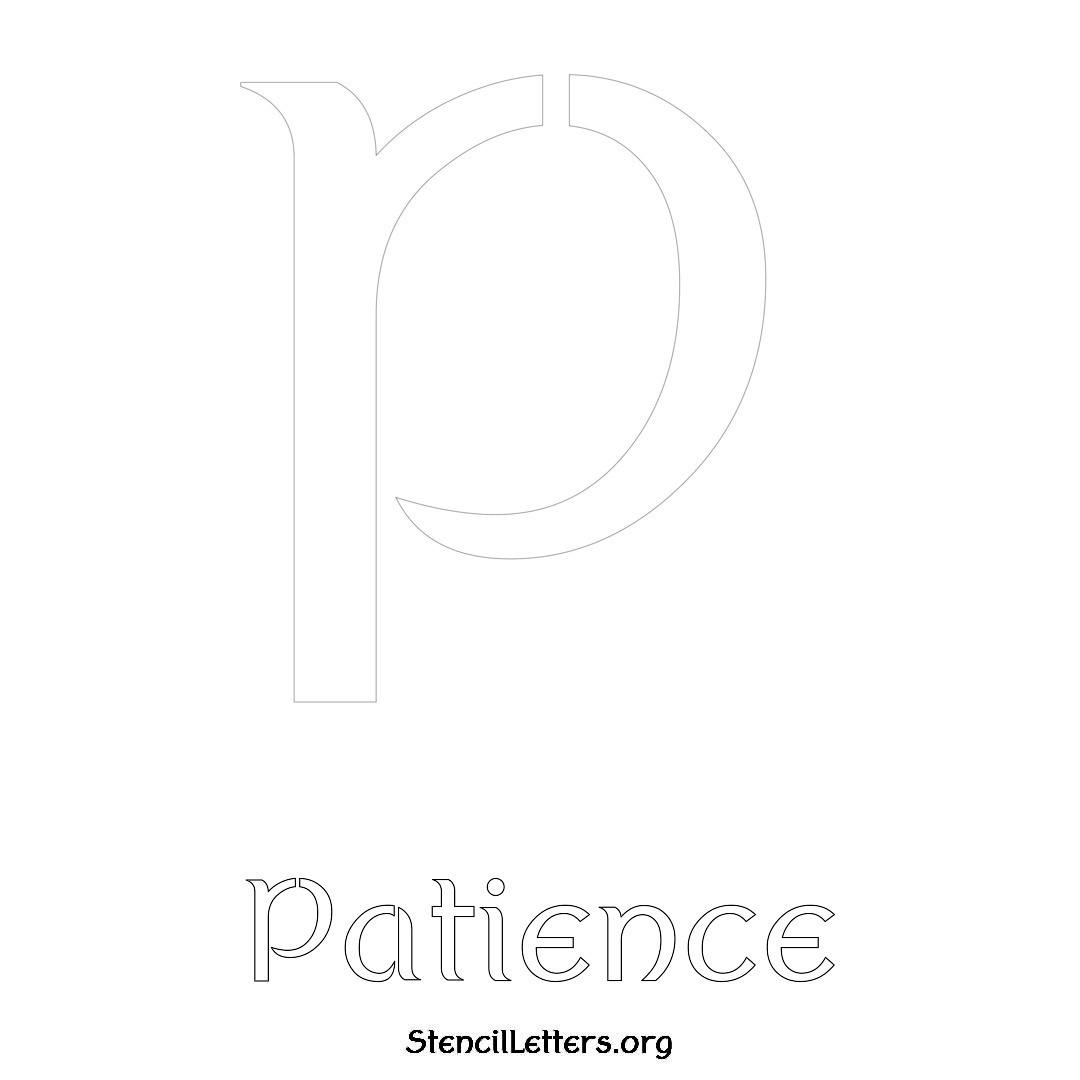 Patience printable name initial stencil in Ancient Lettering