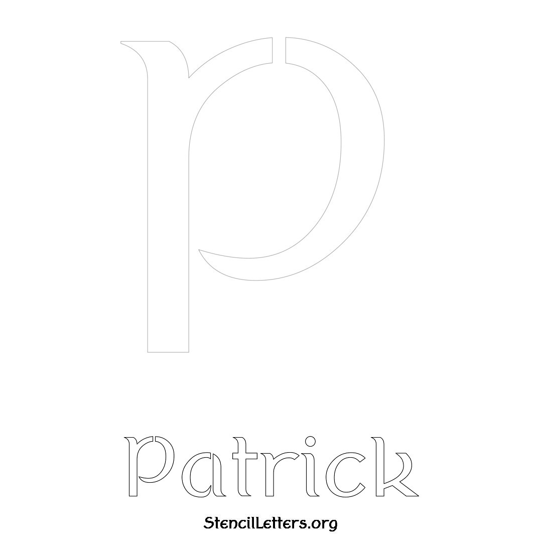 Patrick printable name initial stencil in Ancient Lettering