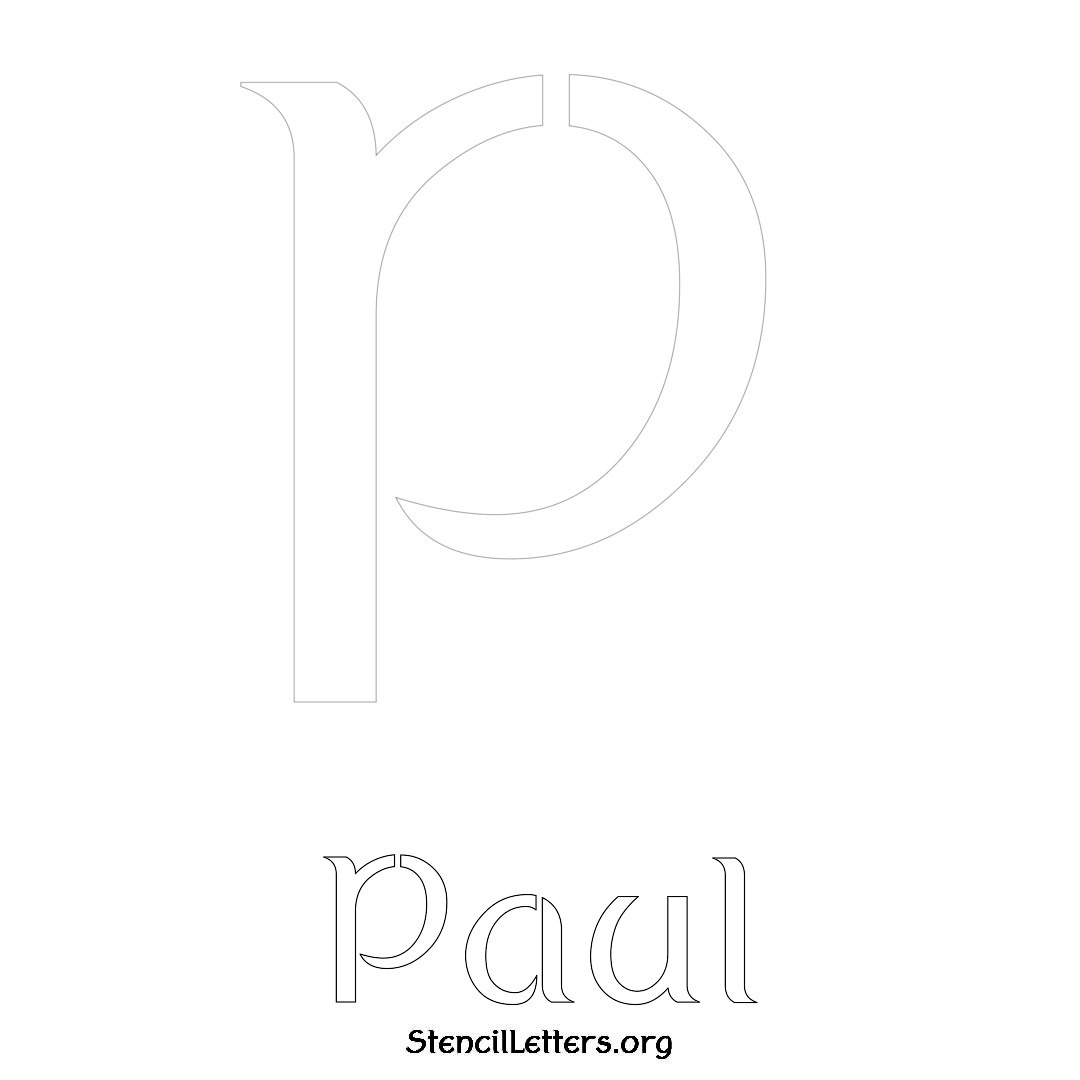 Paul printable name initial stencil in Ancient Lettering