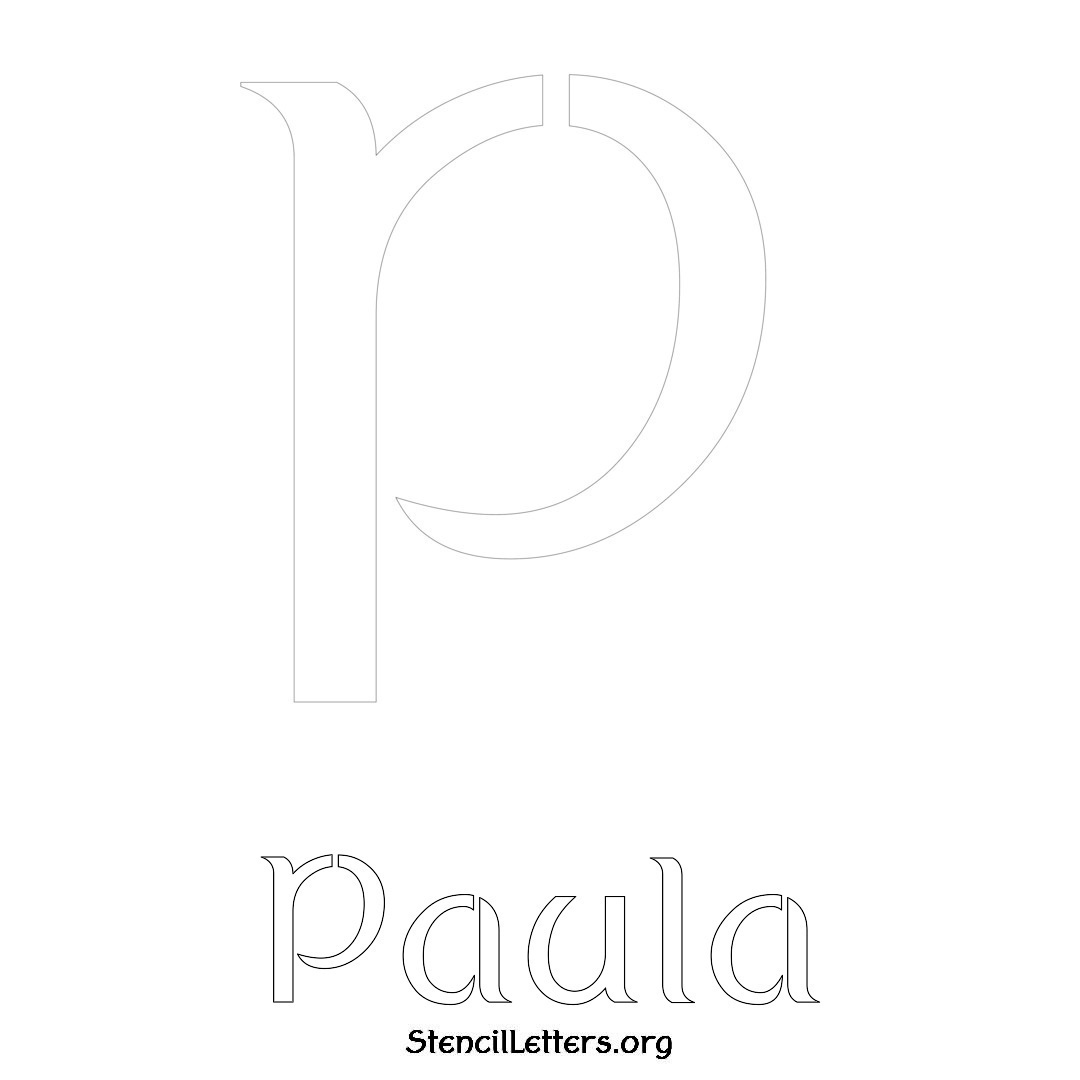 Paula printable name initial stencil in Ancient Lettering