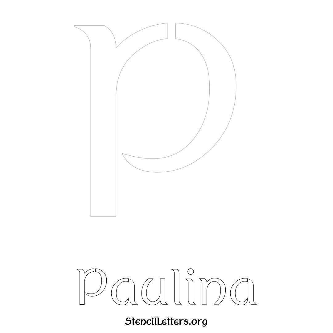 Paulina printable name initial stencil in Ancient Lettering