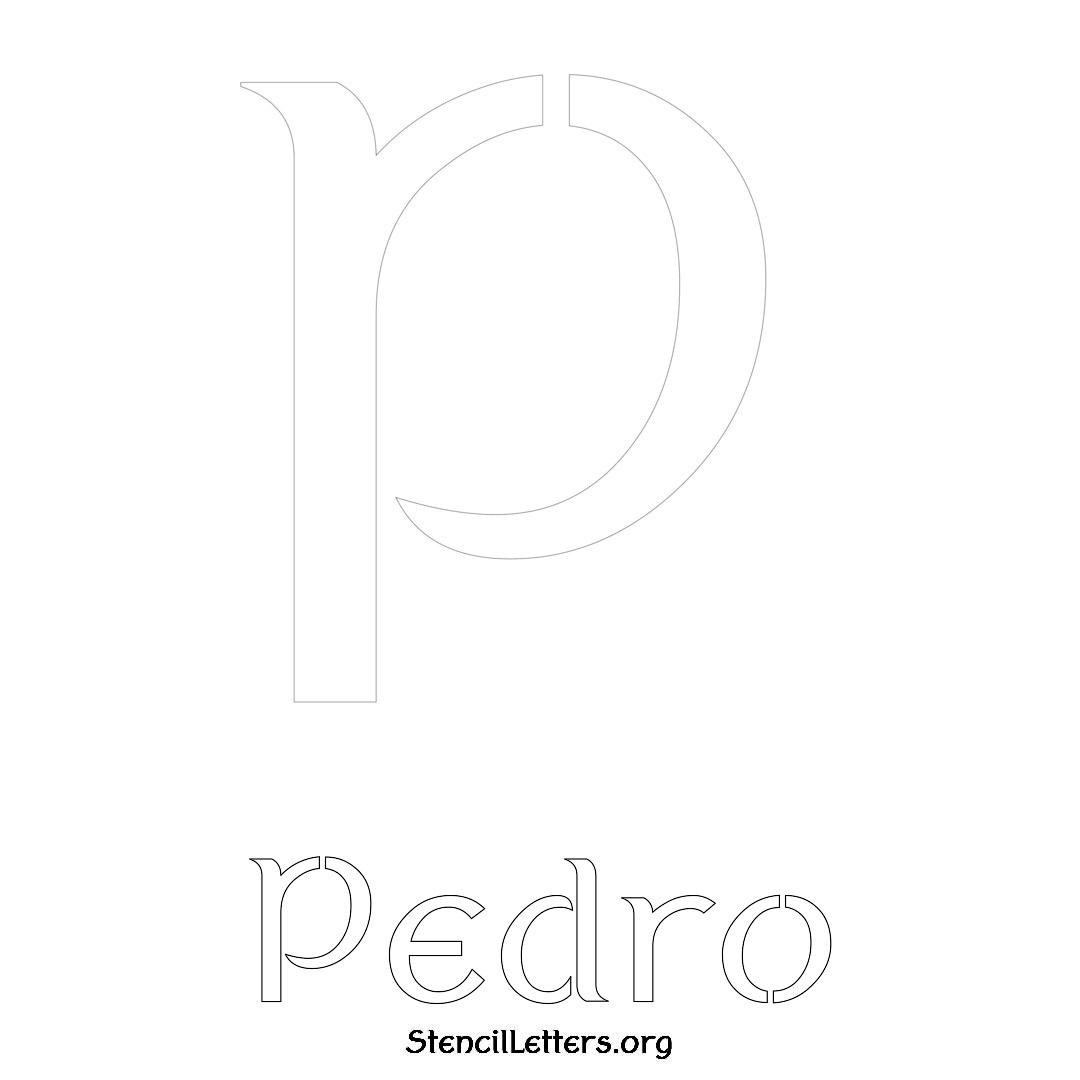 Pedro printable name initial stencil in Ancient Lettering