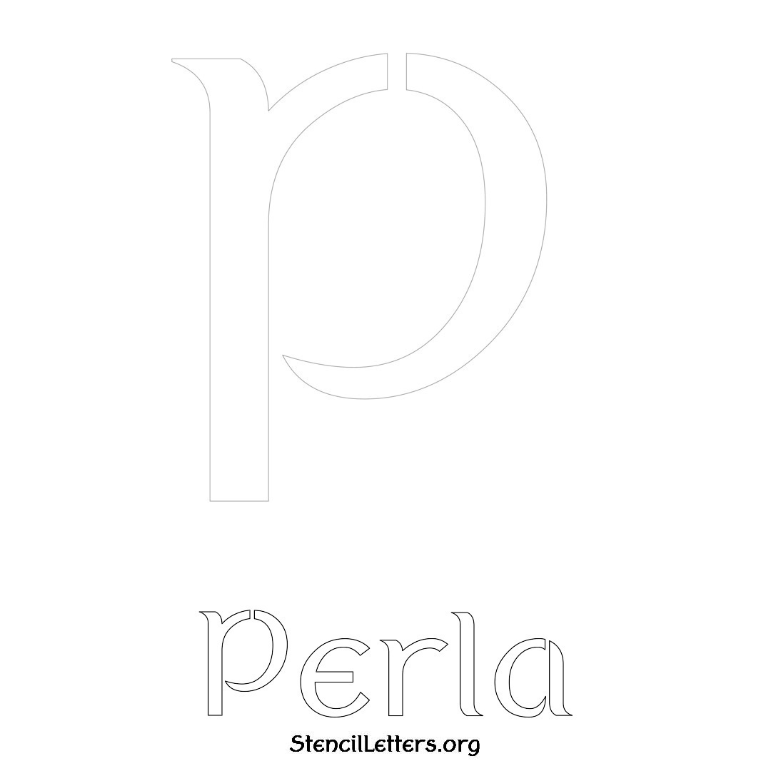Perla printable name initial stencil in Ancient Lettering