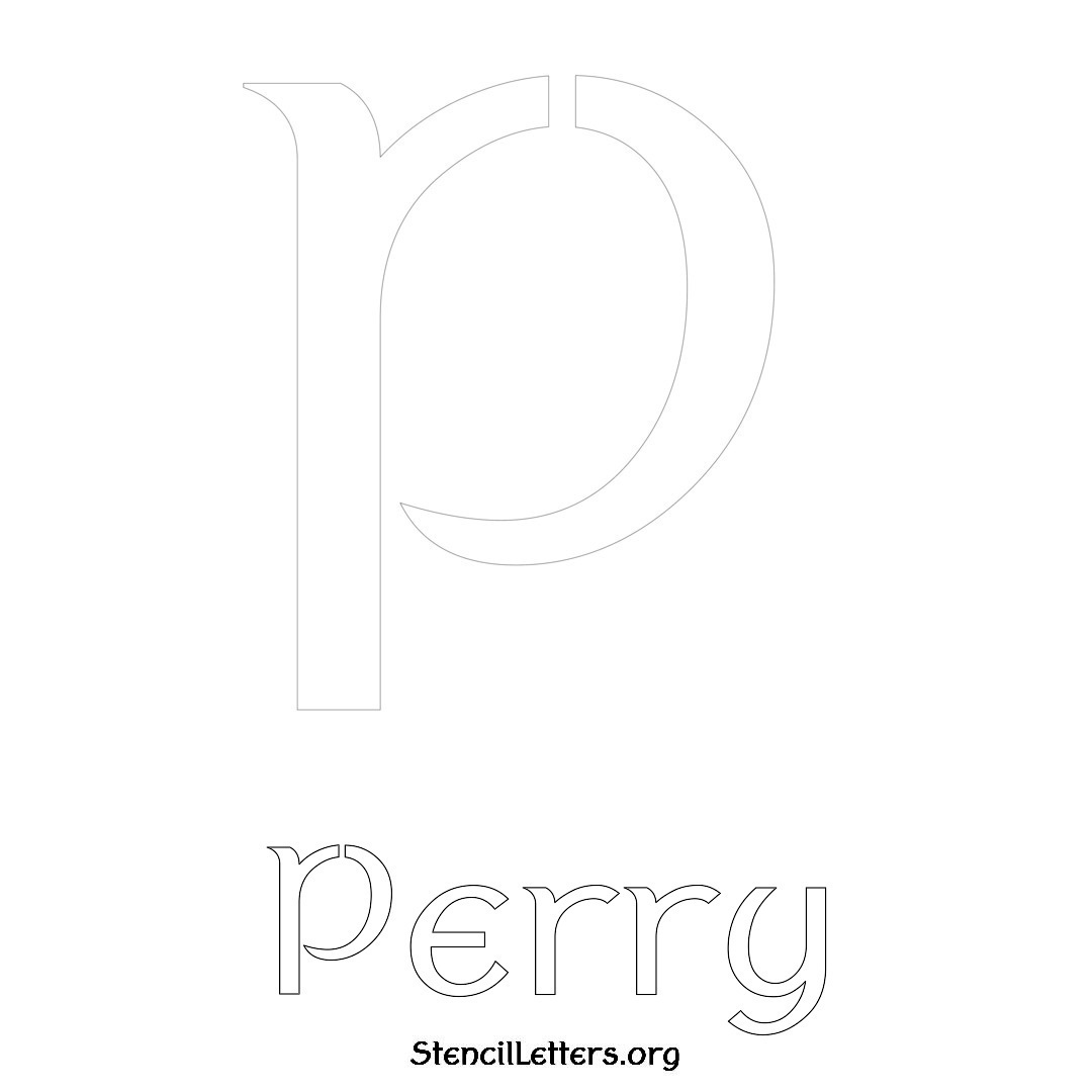 Perry printable name initial stencil in Ancient Lettering