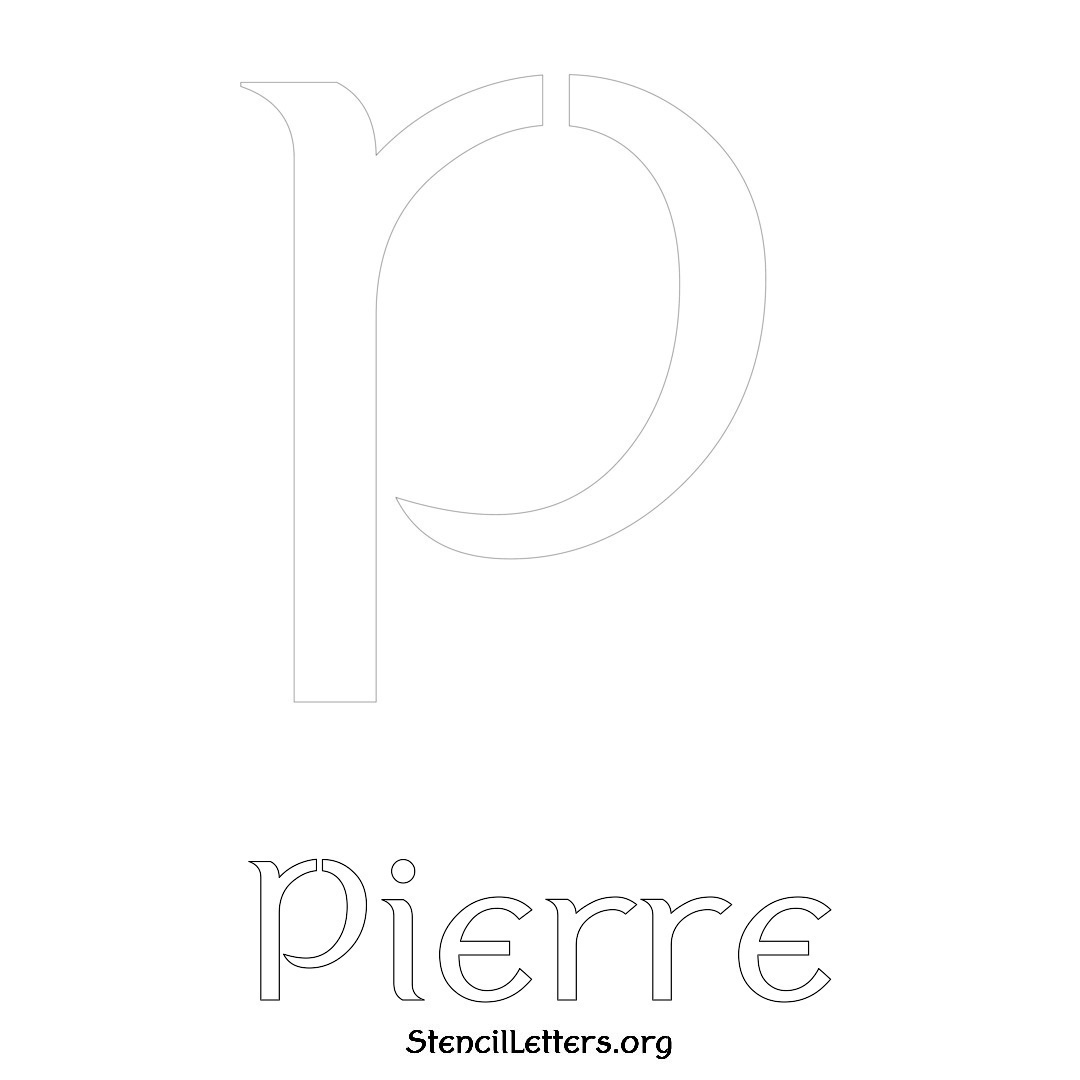 Pierre printable name initial stencil in Ancient Lettering