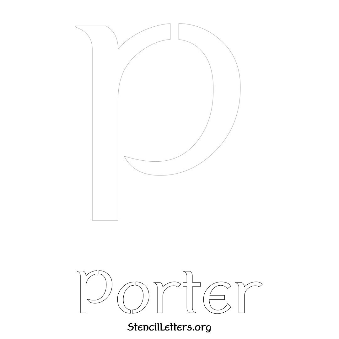 Porter printable name initial stencil in Ancient Lettering