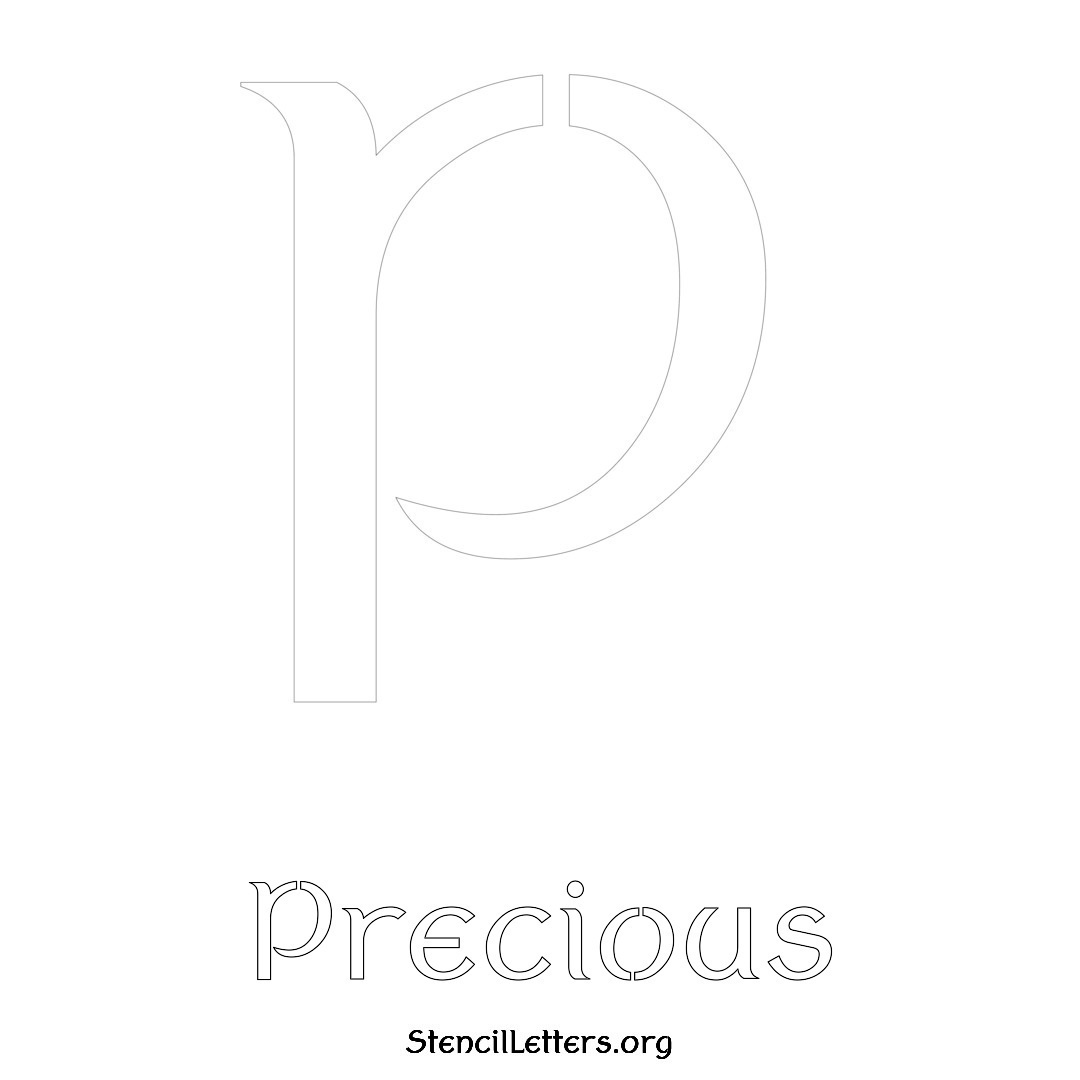 Precious printable name initial stencil in Ancient Lettering