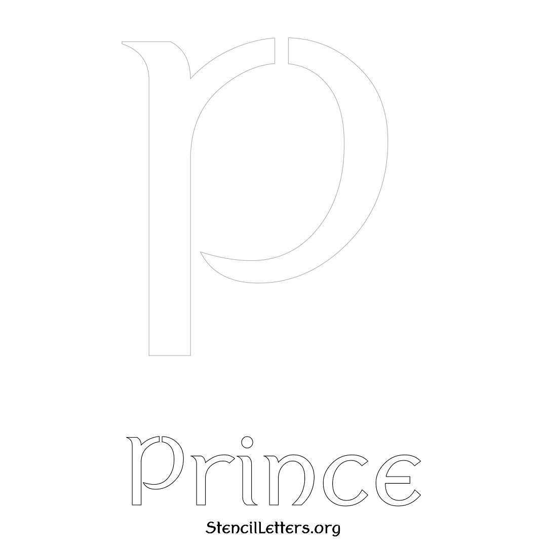 Prince printable name initial stencil in Ancient Lettering