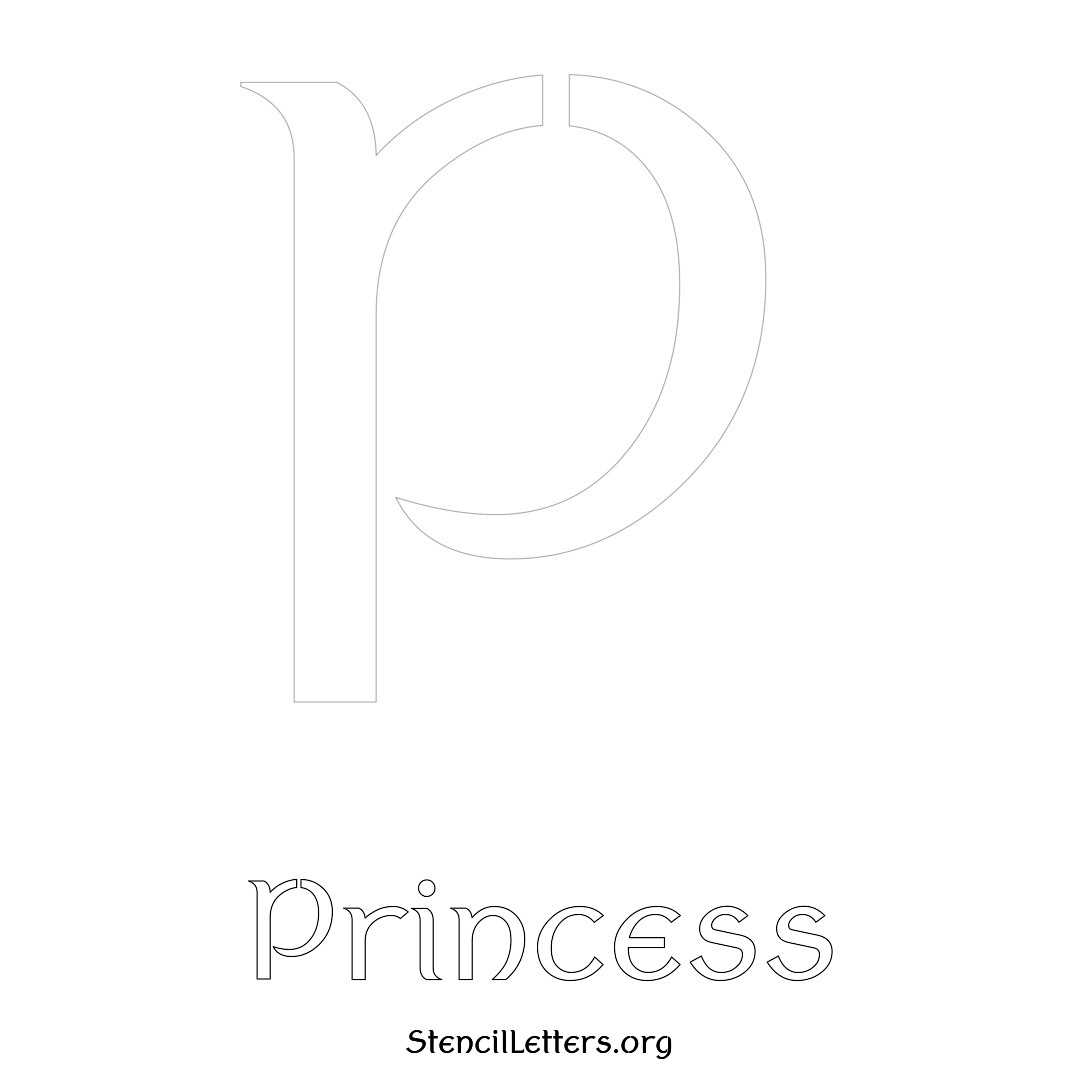 Princess printable name initial stencil in Ancient Lettering