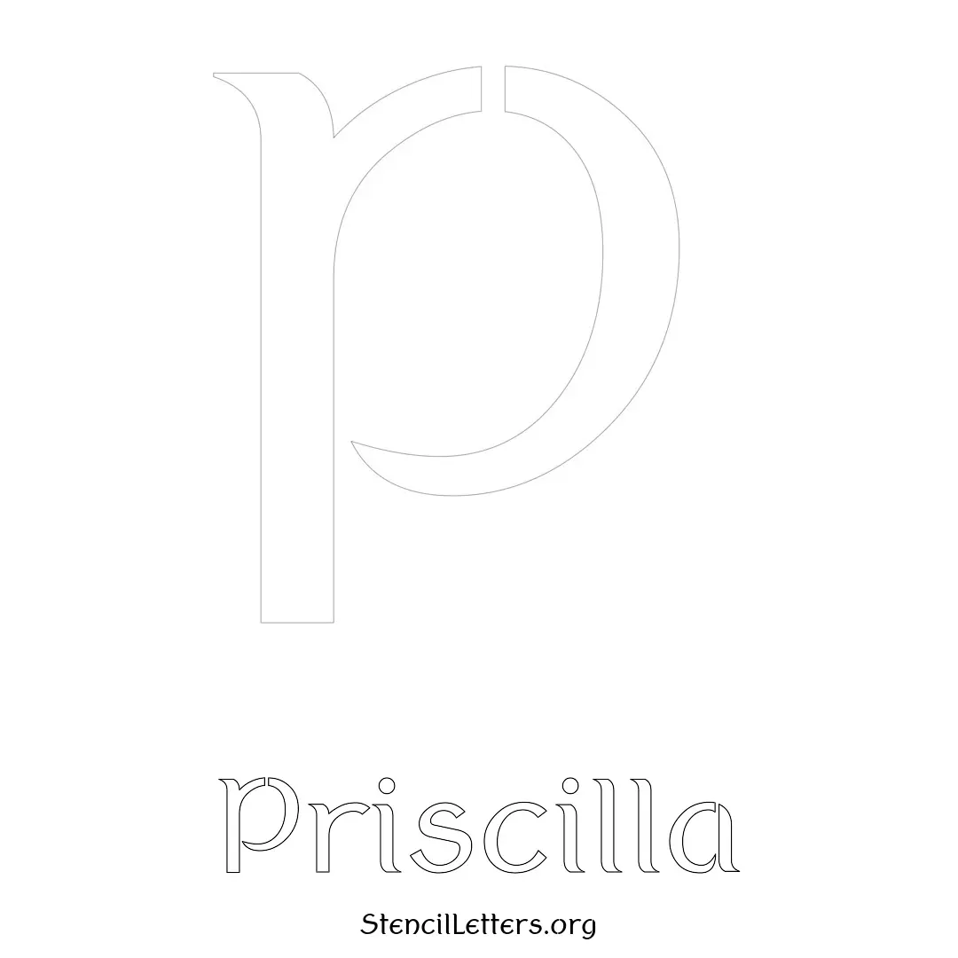 Priscilla Free Printable Name Stencils with 6 Unique Typography Styles and Lettering Bridges