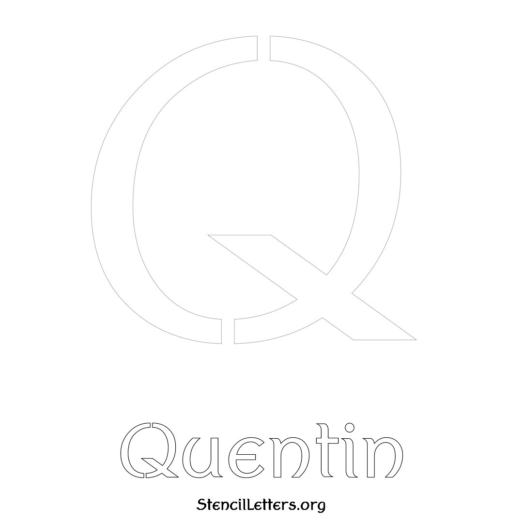 Quentin printable name initial stencil in Ancient Lettering