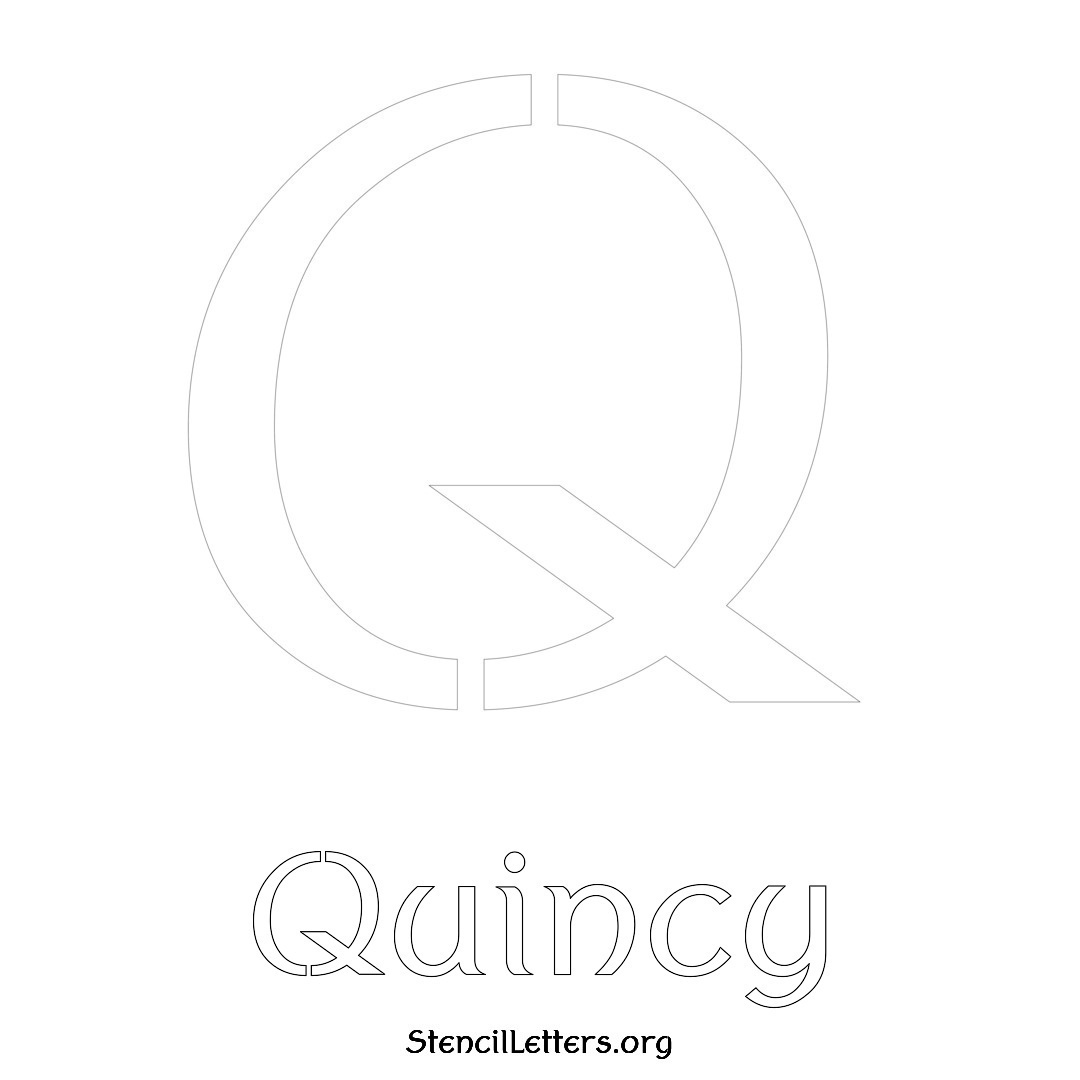 Quincy printable name initial stencil in Ancient Lettering