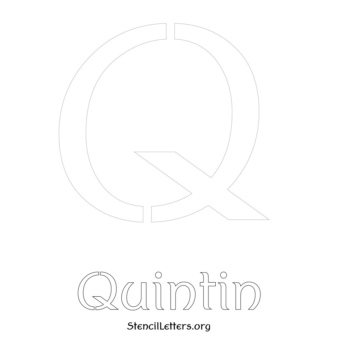 Quintin printable name initial stencil in Ancient Lettering
