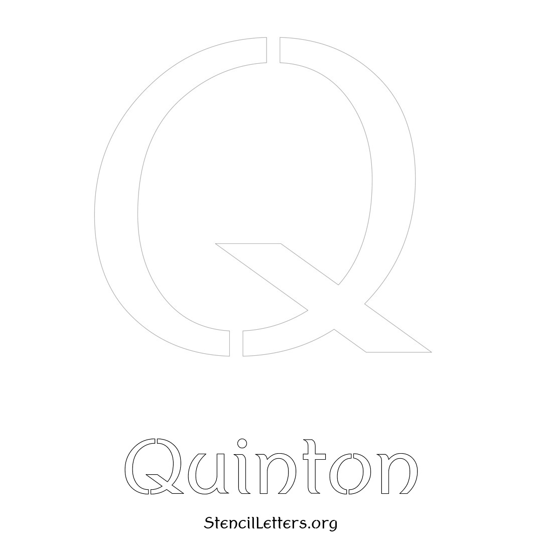 Quinton printable name initial stencil in Ancient Lettering