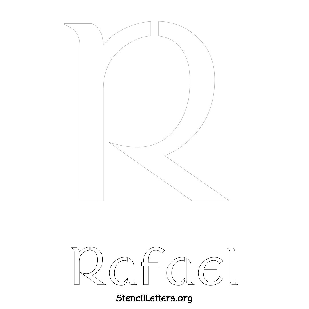 Rafael printable name initial stencil in Ancient Lettering