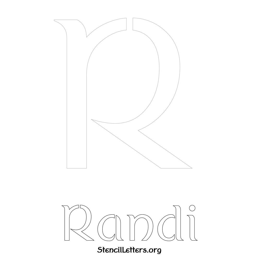 Randi printable name initial stencil in Ancient Lettering