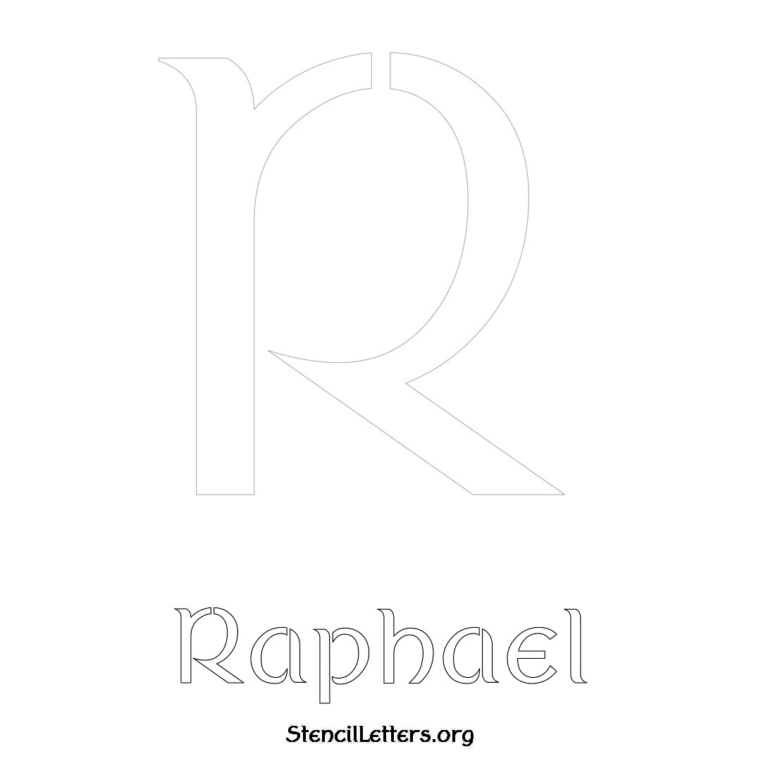 Raphael printable name initial stencil in Ancient Lettering