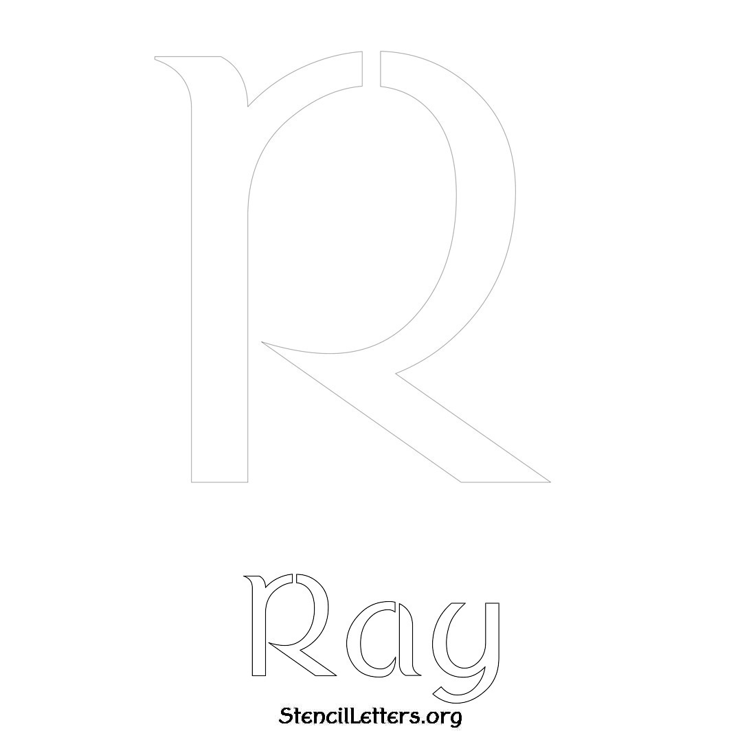 Ray printable name initial stencil in Ancient Lettering