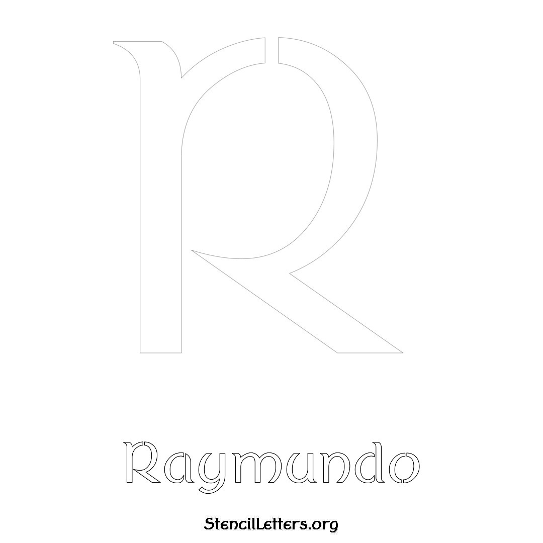 Raymundo printable name initial stencil in Ancient Lettering