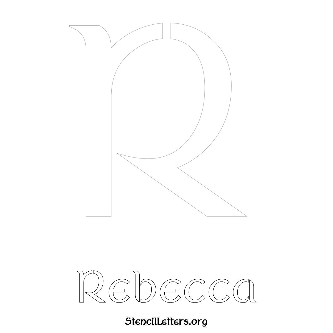 Rebecca printable name initial stencil in Ancient Lettering