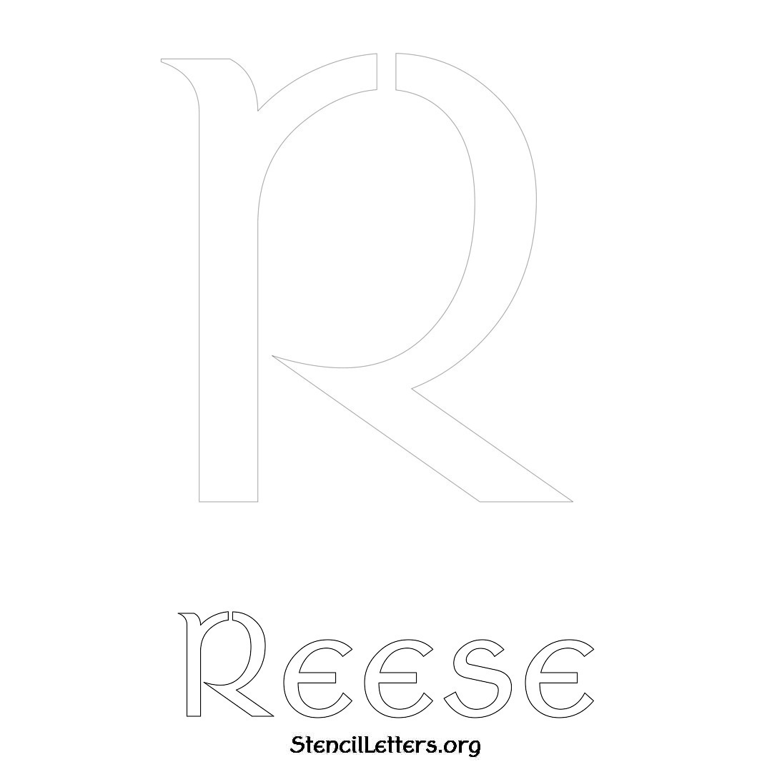 Reese printable name initial stencil in Ancient Lettering