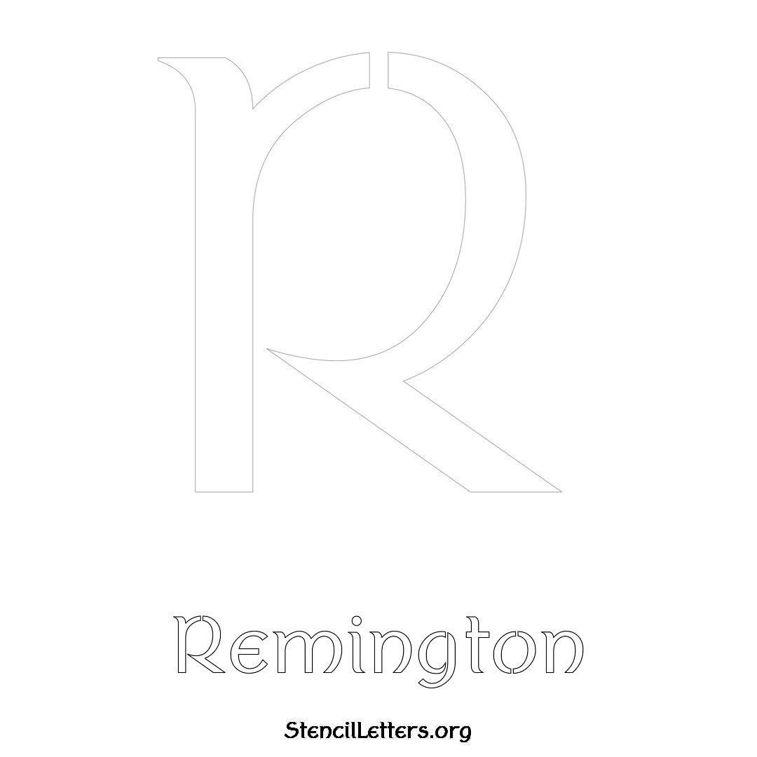 Remington printable name initial stencil in Ancient Lettering