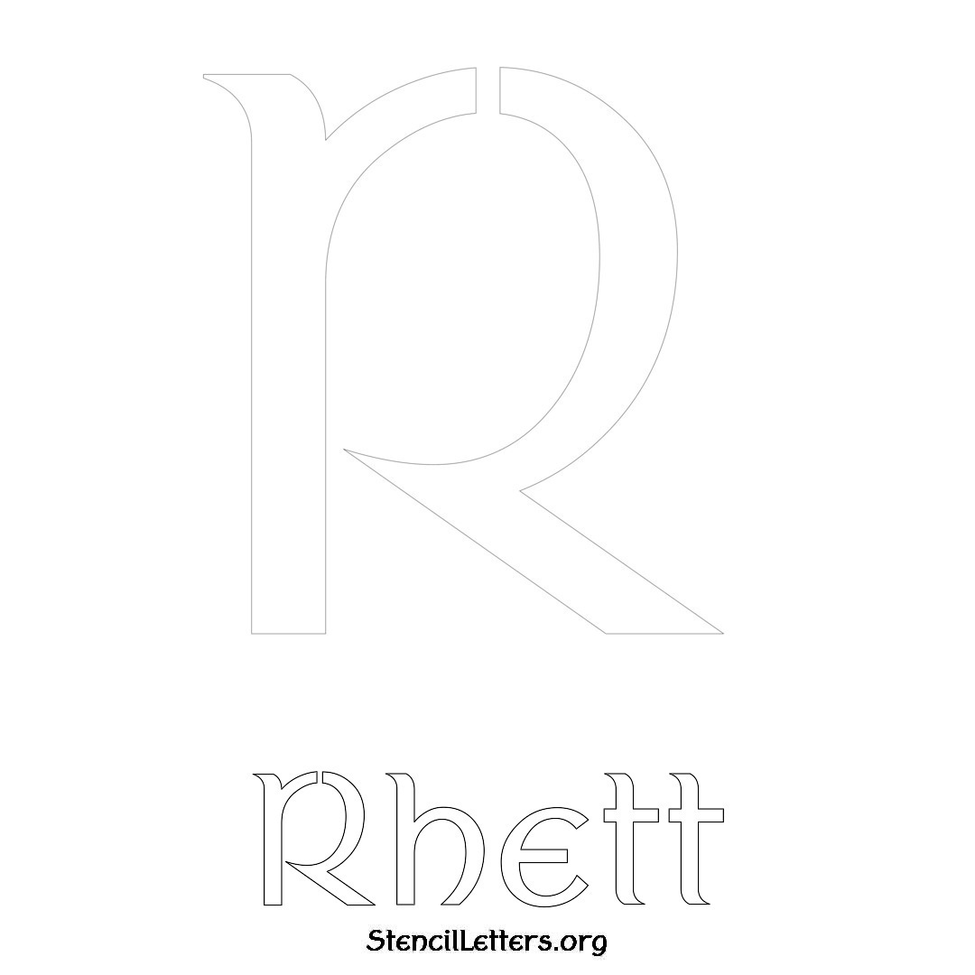 Rhett printable name initial stencil in Ancient Lettering