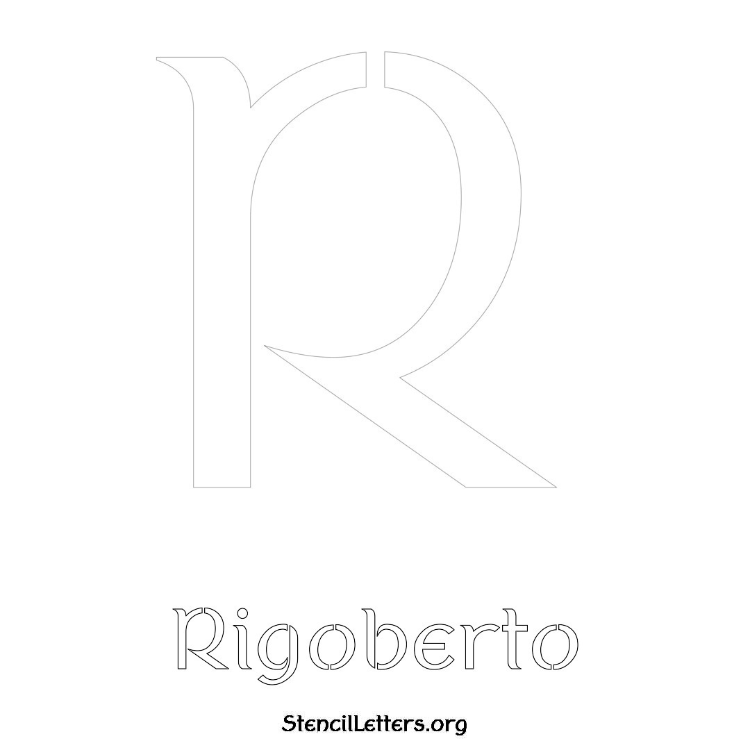 Rigoberto printable name initial stencil in Ancient Lettering